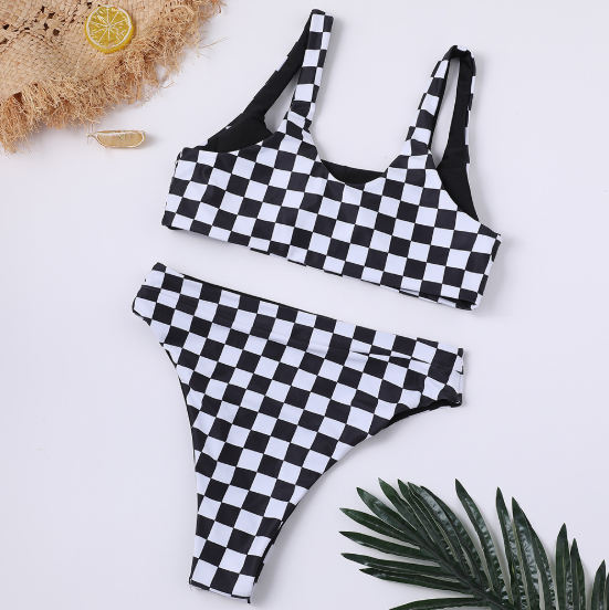 2019 Women's High-Waist Mesh Print Bikini Set YT07