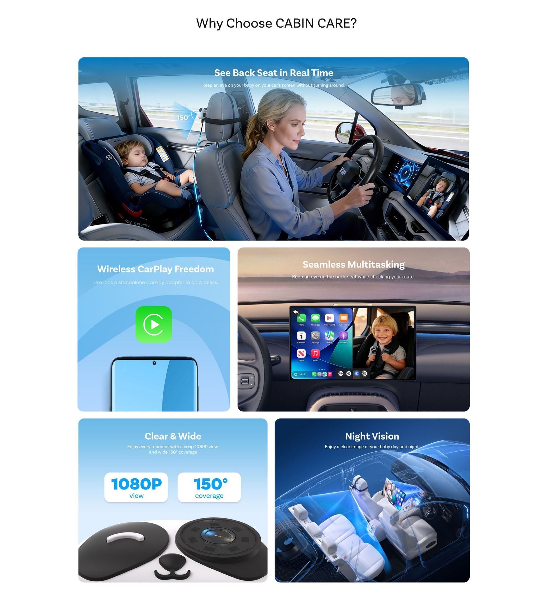 Wireless CarPlay Baby Monitor Camera