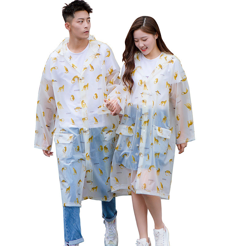 Adult Pocket Raincoat with Unicorn Print for Hiking
