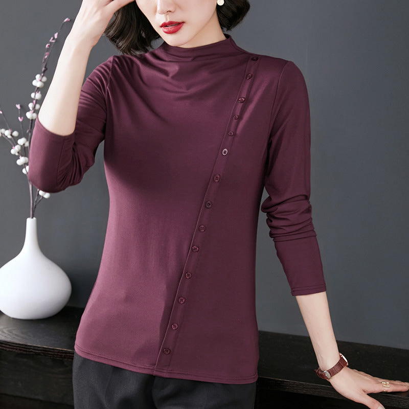 Cotton T-Shirt for Women - Slim Fit Long Sleeve Top