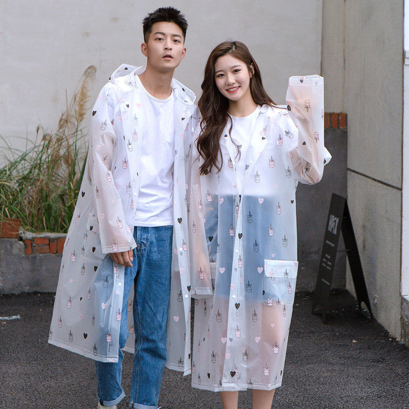 Adult Pocket Raincoat with Unicorn Print for Hiking