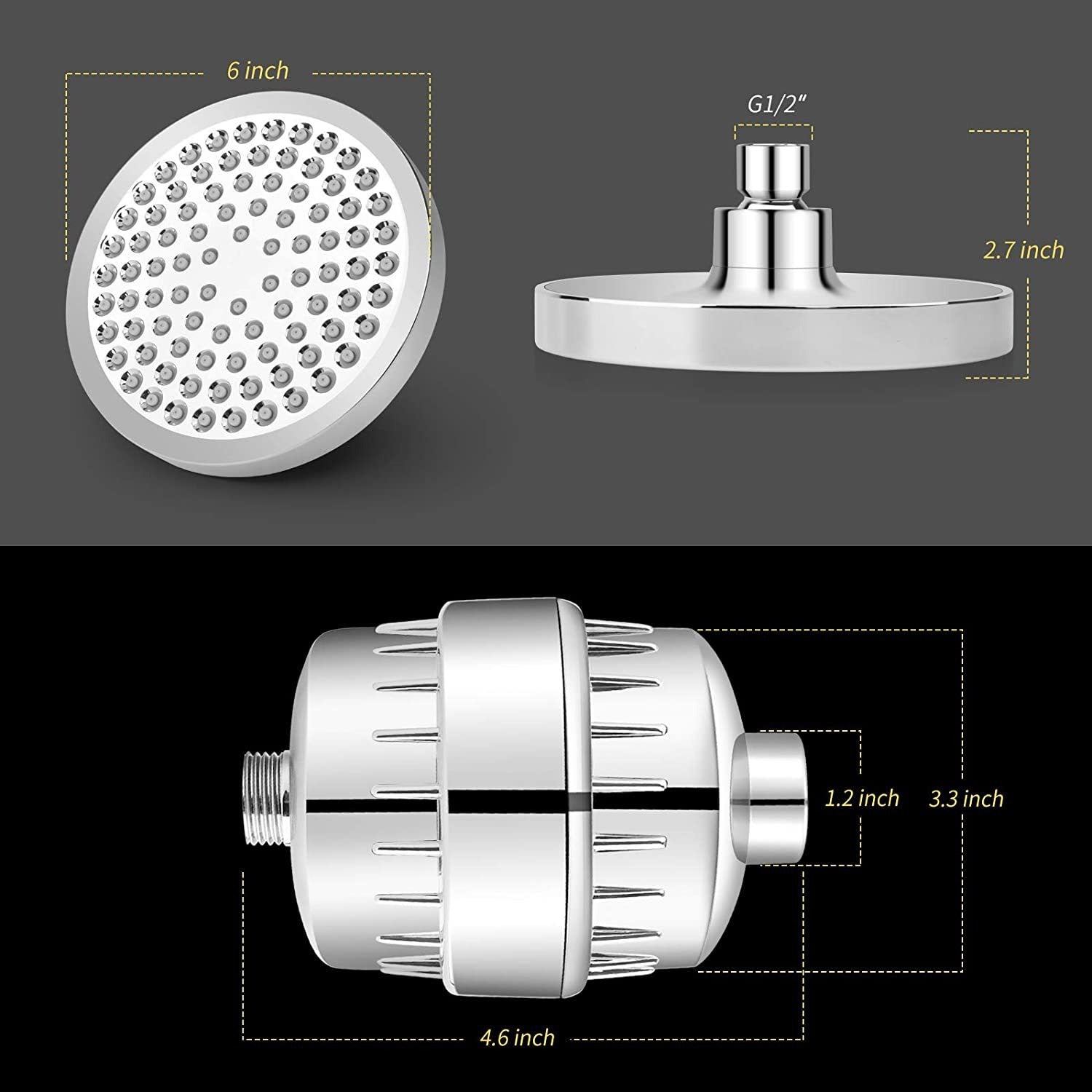 15-Level 6-Inch Supercharged Shower Set