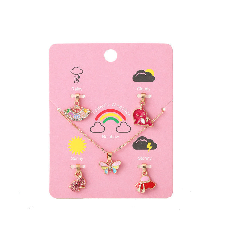 Children's Necklace Set with Adjustable Unicorn Pendant