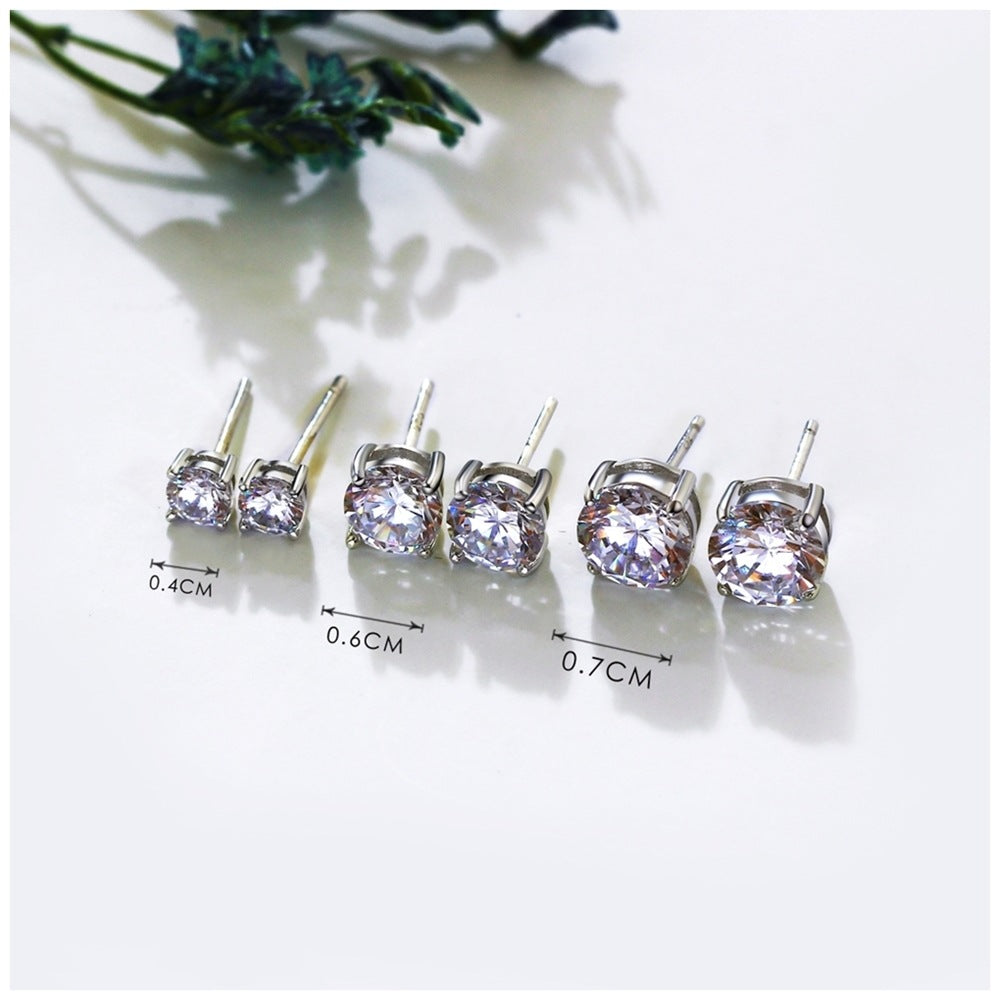 S925 Silver Stud Earrings with Zirconia (6mm & 7mm)