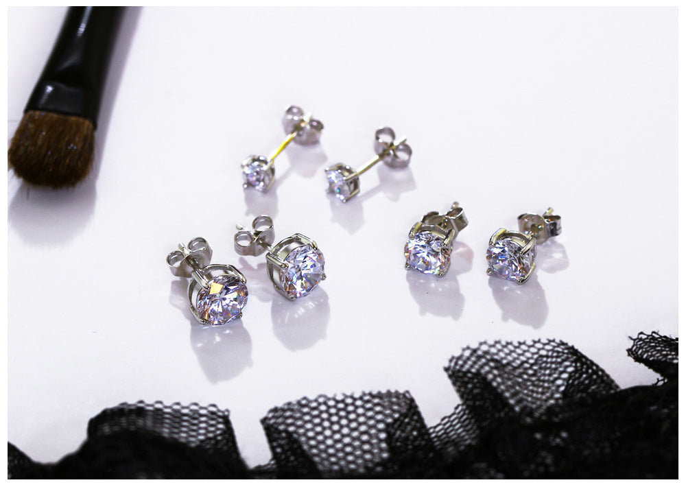 S925 Silver Stud Earrings with Zirconia (6mm & 7mm)