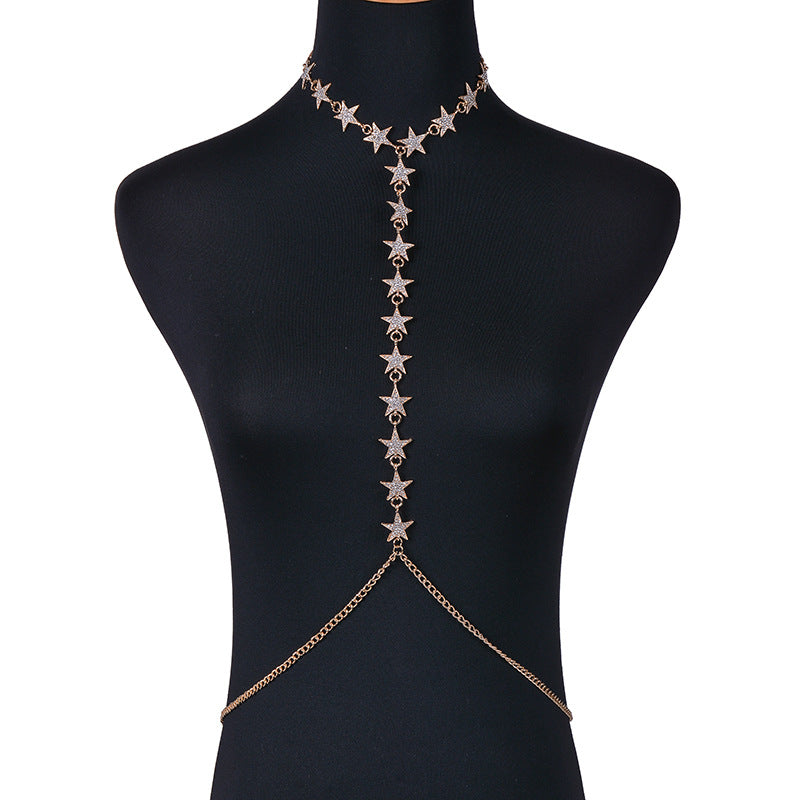 Star Body Chain with Sparkling Diamonds for Swimwear