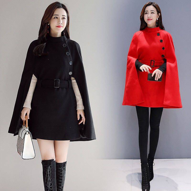 Thick Woolen Cloak Coat for Winter