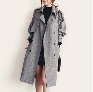 Korean Style Autumn Winter Wool Blend Long Coat