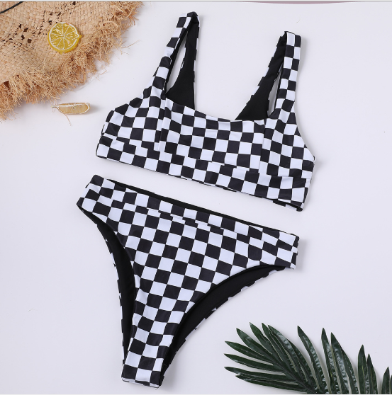 2019 Women's High-Waist Mesh Print Bikini Set YT07