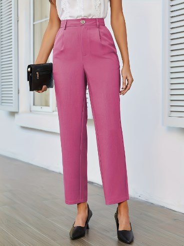 High Waist Slim Cropped Trousers - New Style Pants