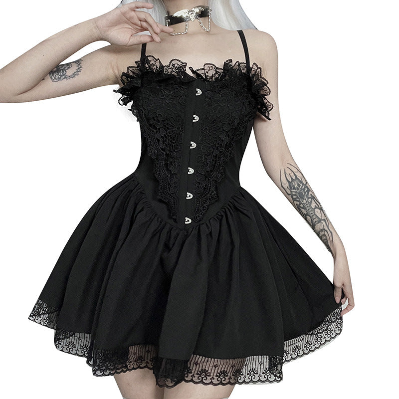 Dark Style Jacquard Sling Dress for Women