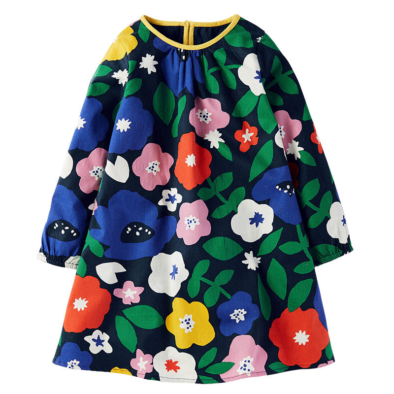 Autumn New Girls' Long Sleeve Cotton Dress - Cute Print
