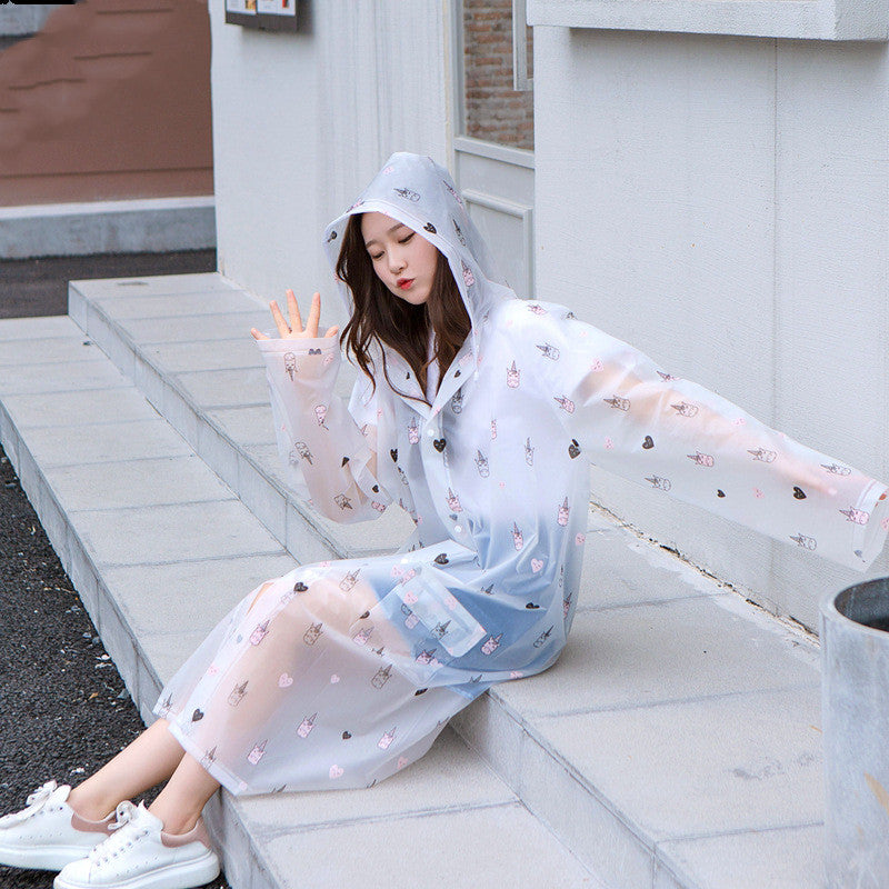 Adult Pocket Raincoat with Unicorn Print for Hiking