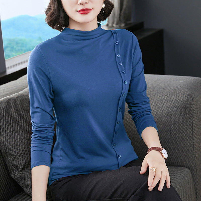 Cotton T-Shirt for Women - Slim Fit Long Sleeve Top