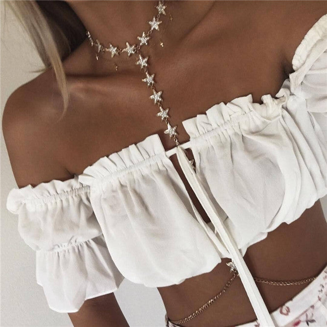 Star Body Chain with Sparkling Diamonds for Swimwear
