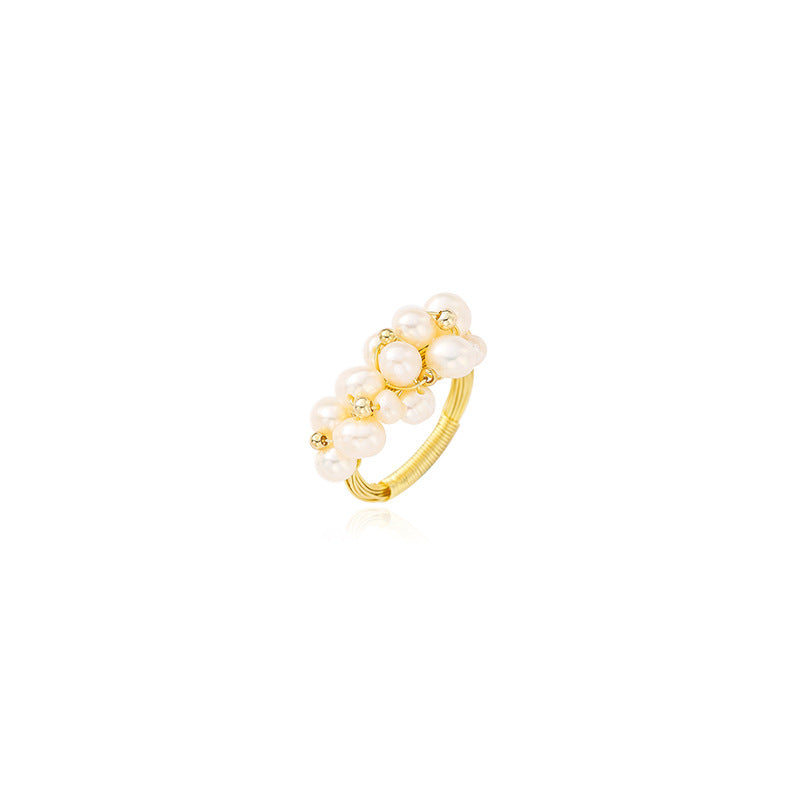 Baroque Freshwater Pearl Ring - Elegant Multi-Pearl Design