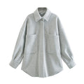 ZACK RAIN Casual Camel Woolen Shirt for Women