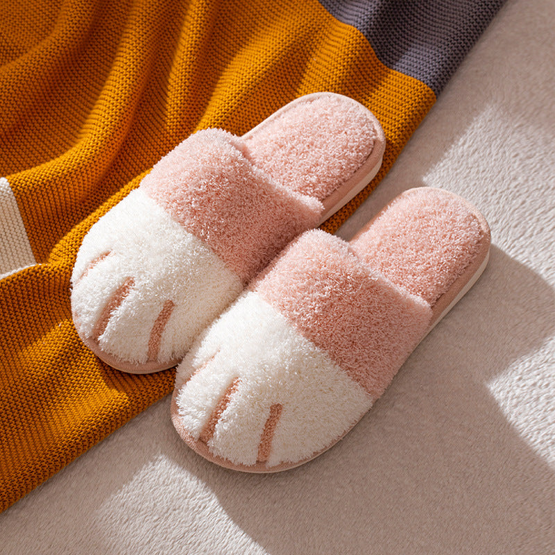 Cute Cat Paws Plush Slippers for Cozy Comfort