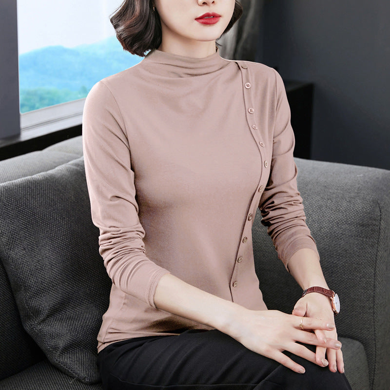 Cotton T-Shirt for Women - Slim Fit Long Sleeve Top