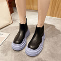Thick Soled Microfiber Leather Ankle Boots