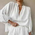Nathalie Two-Piece Summer Set with V-Neck Lantern Sleeves