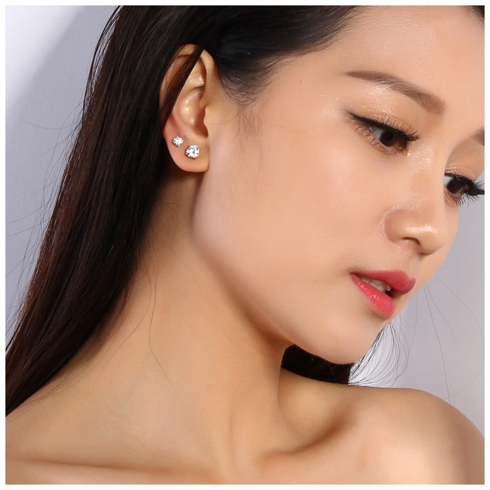 S925 Silver Stud Earrings with Zirconia (6mm & 7mm)