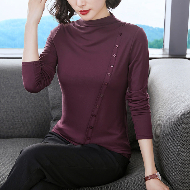 Cotton T-Shirt for Women - Slim Fit Long Sleeve Top