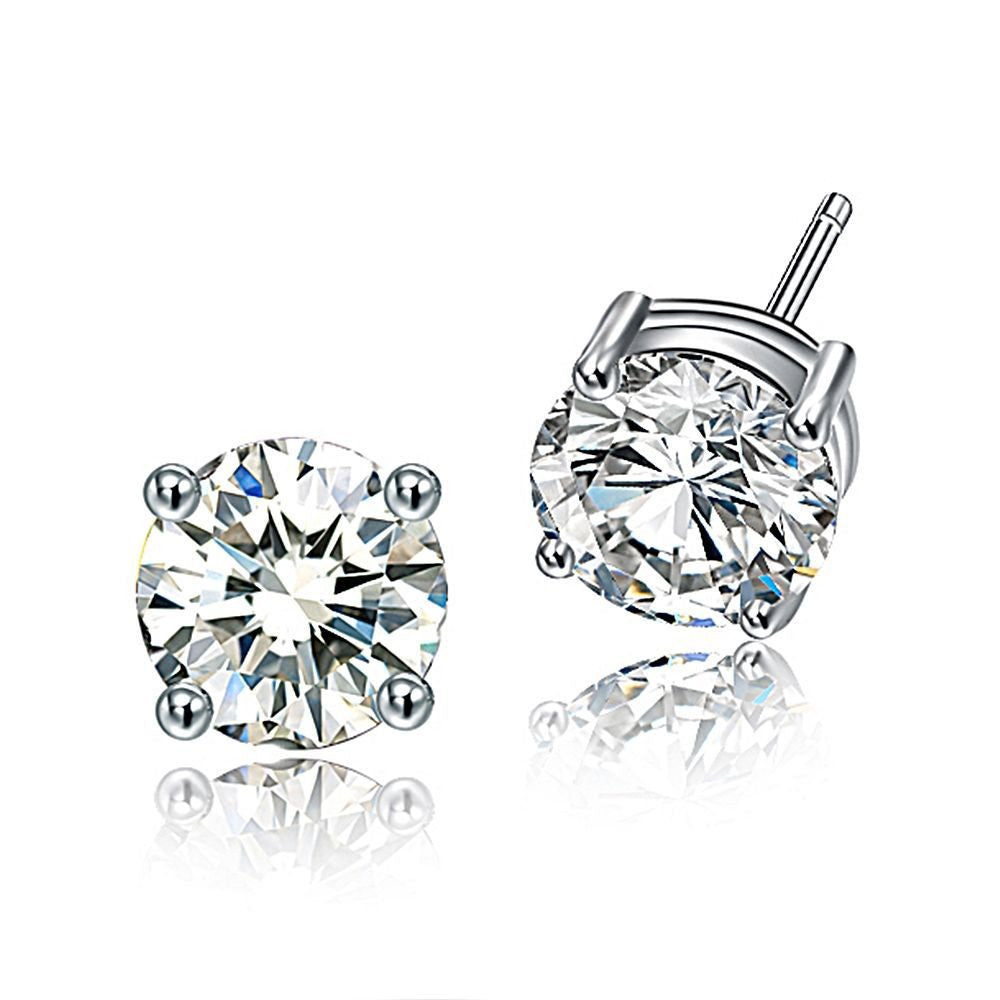 S925 Silver Stud Earrings with Zirconia (6mm & 7mm)