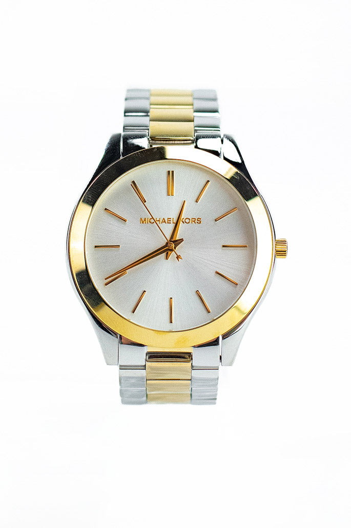 Michael Kors Slim Runway Gold Silver Toned Watch
