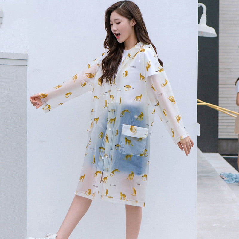 Adult Pocket Raincoat with Unicorn Print for Hiking