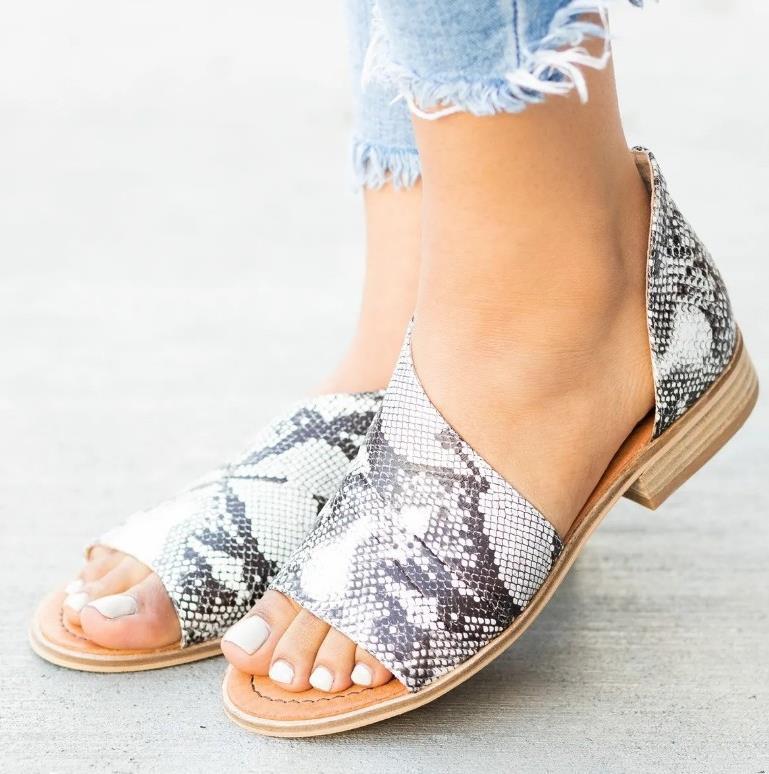 Plus Size Casual Women's Peep Toe Leopard Sandals