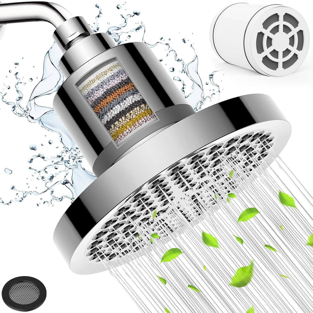 6-inch Round Top Shower Head with Removable Chlorine Filter