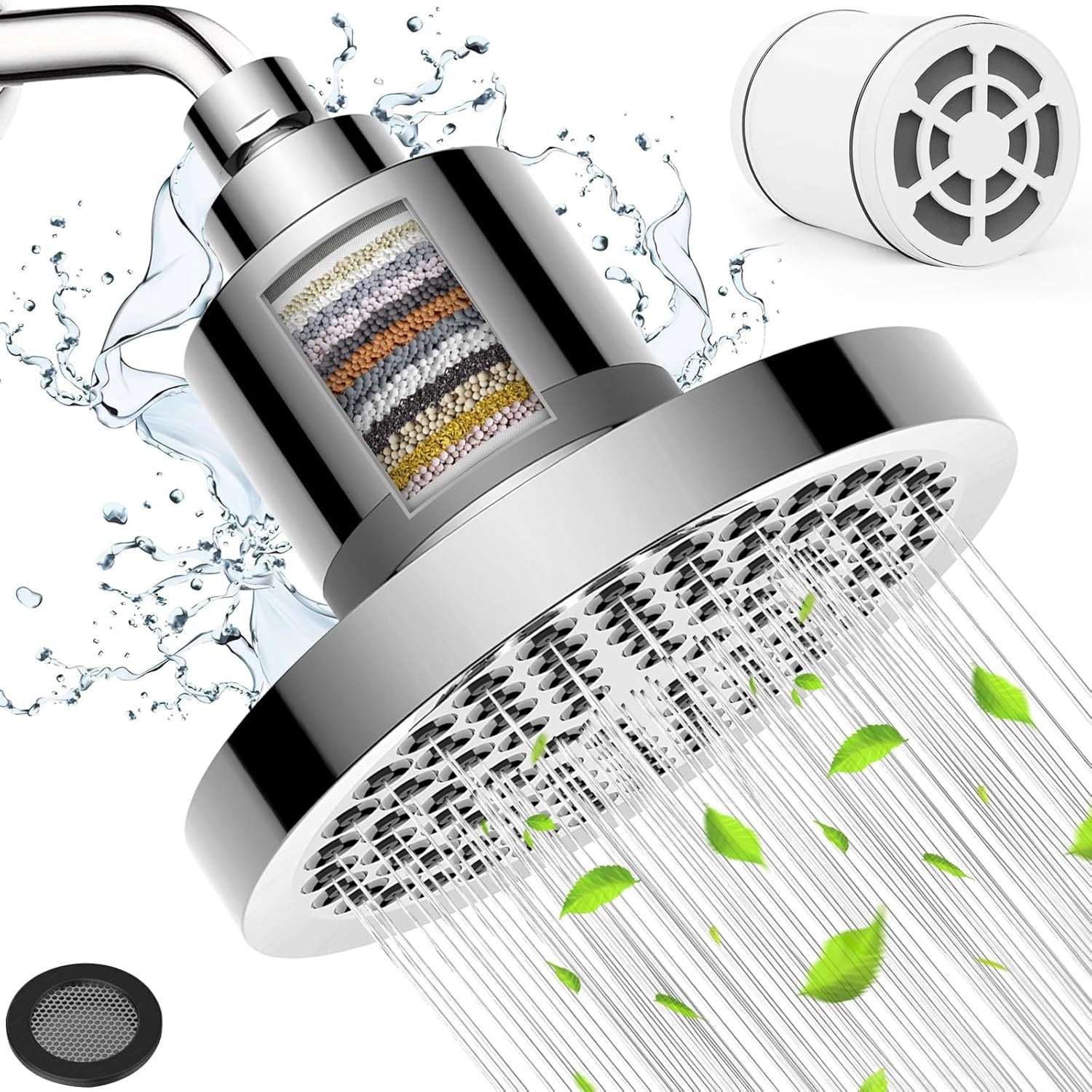 6-inch Round Top Shower Head with Removable Chlorine Filter