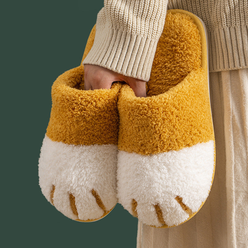 Cute Cat Paws Plush Slippers for Cozy Comfort