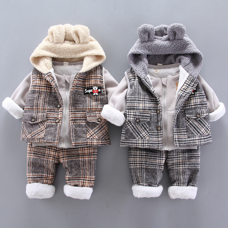 Winter Korean Style Baby Boys' Cartoon 3-Piece Set