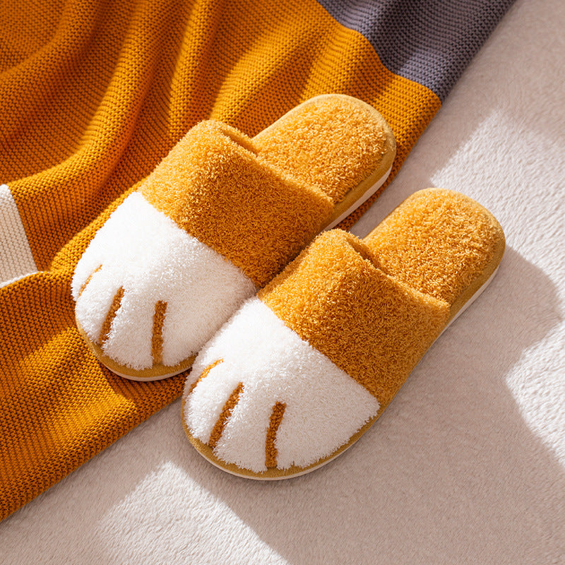 Cute Cat Paws Plush Slippers for Cozy Comfort