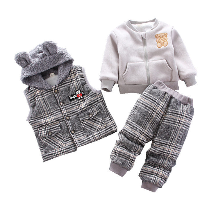 Winter Korean Style Baby Boys' Cartoon 3-Piece Set