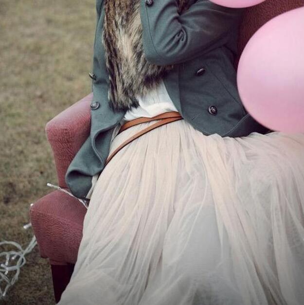 LIVA Tulle Maxi Skirt with Fluffy Design