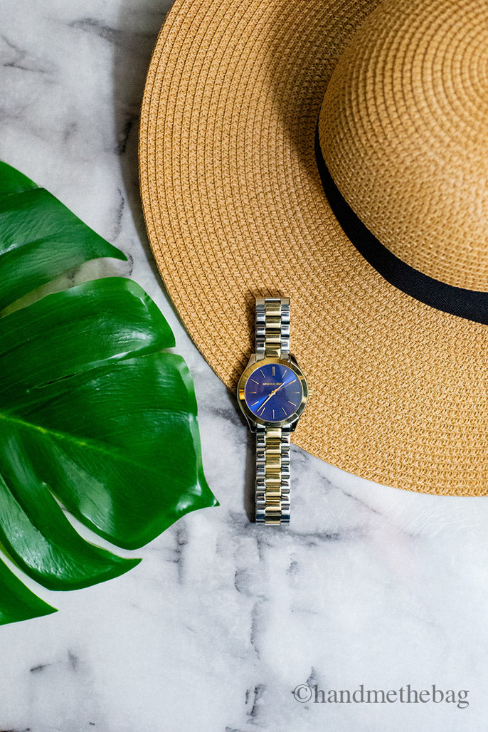 Michael Kors (MK3479) Runway Dual Toned Stainless Steel Navy Dial Wrist Watch