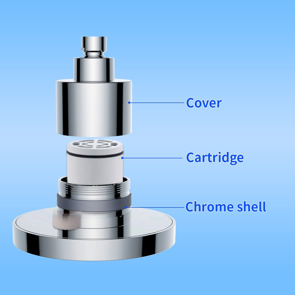 6-inch Round Top Shower Head with Removable Chlorine Filter
