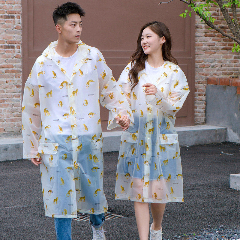 Adult Pocket Raincoat with Unicorn Print for Hiking