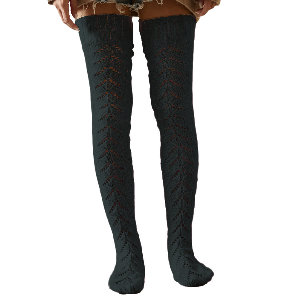 Hollow Mesh Over The Knee Knitted Socks for Women