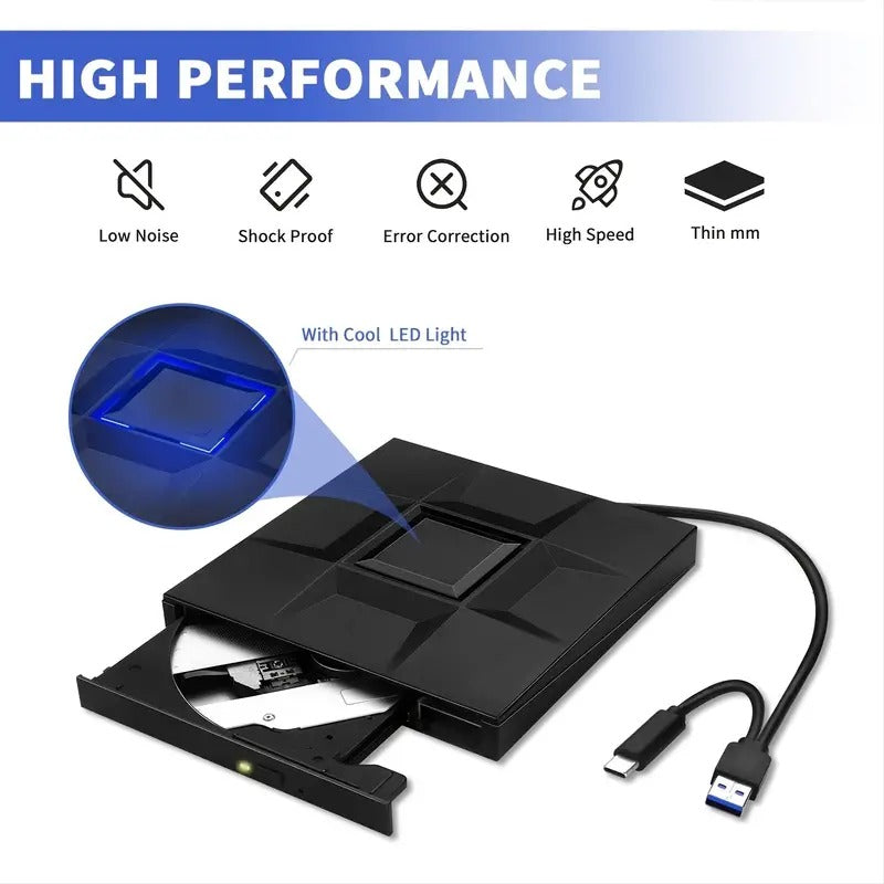 Portable USB 3.0 Type C External DVD Drive for PC