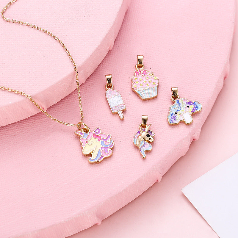 Children's Necklace Set with Adjustable Unicorn Pendant