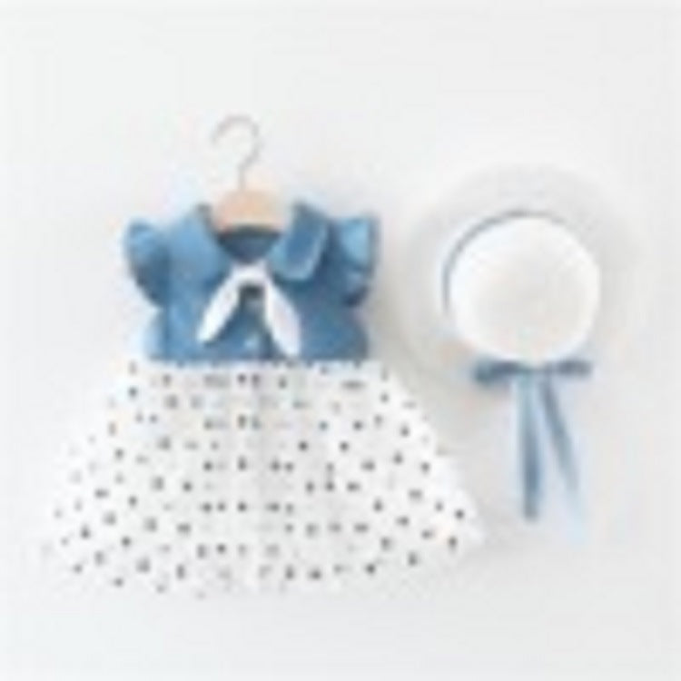 Denim Bow Tie with Polka Dot Yarn Dress Combo