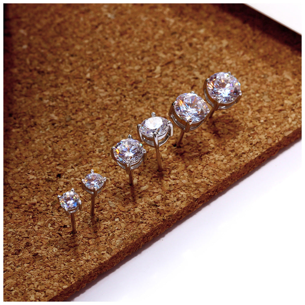 S925 Silver Stud Earrings with Zirconia (6mm & 7mm)