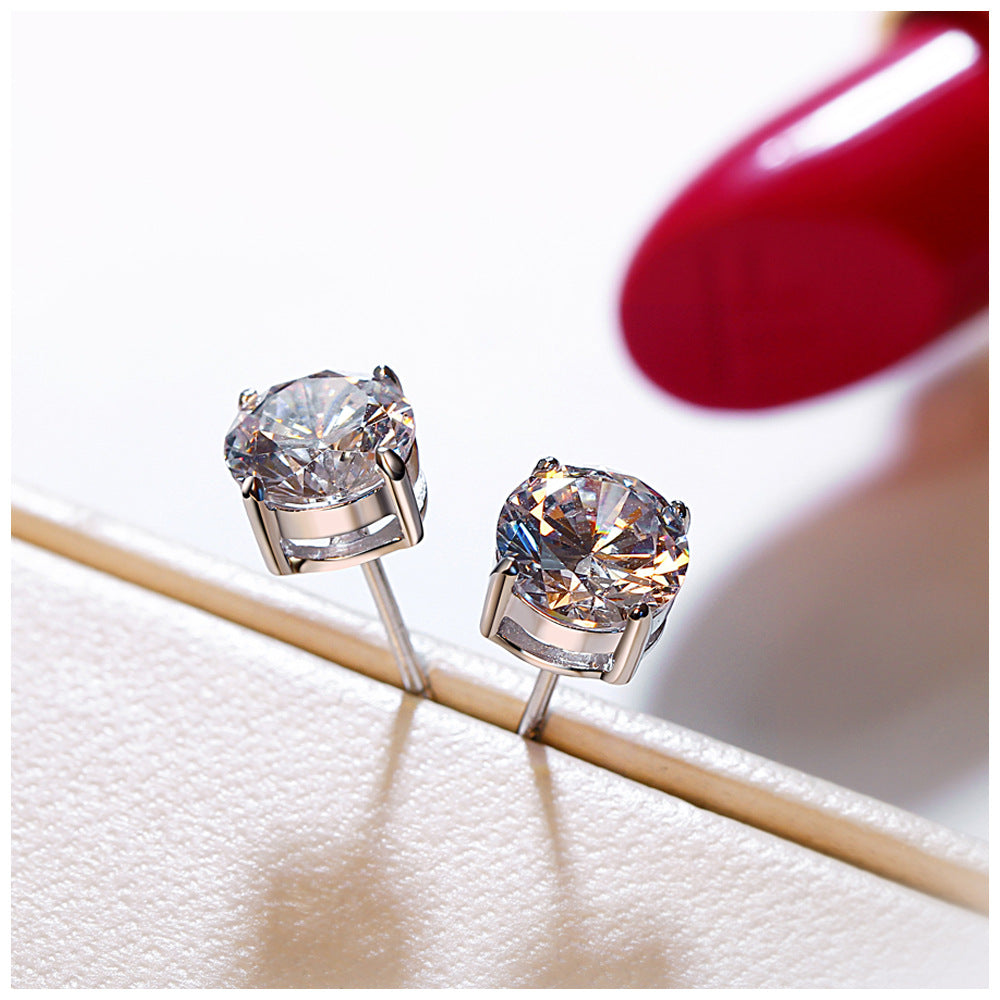 S925 Silver Stud Earrings with Zirconia (6mm & 7mm)