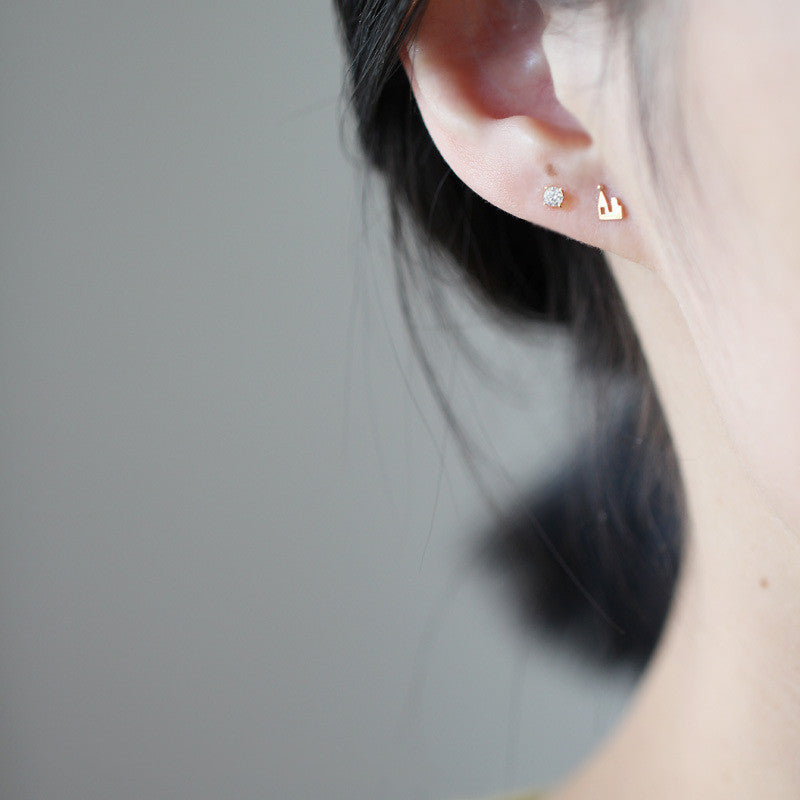 Fairy Tale Castle 925 Silver 14K Gold Stud Earrings