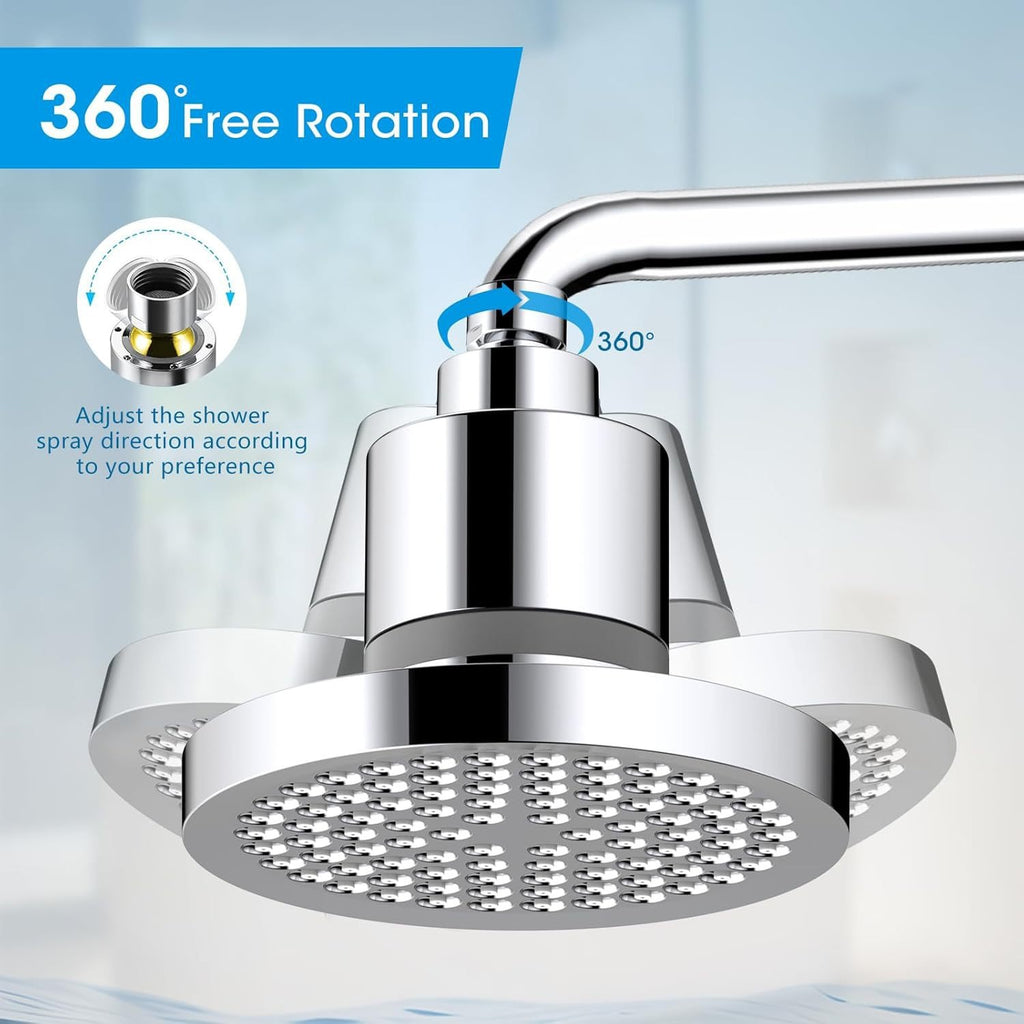 6-inch Round Top Shower Head with Removable Chlorine Filter